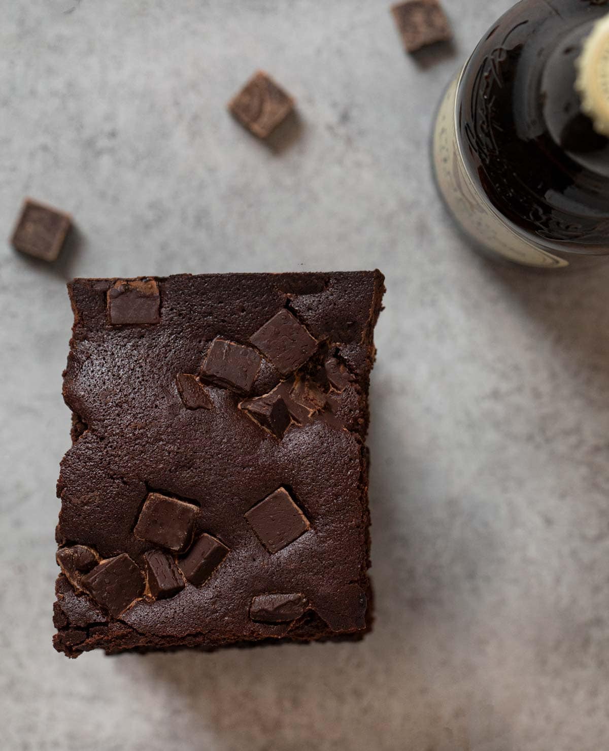 top-down view of Guinness Brownies in stack