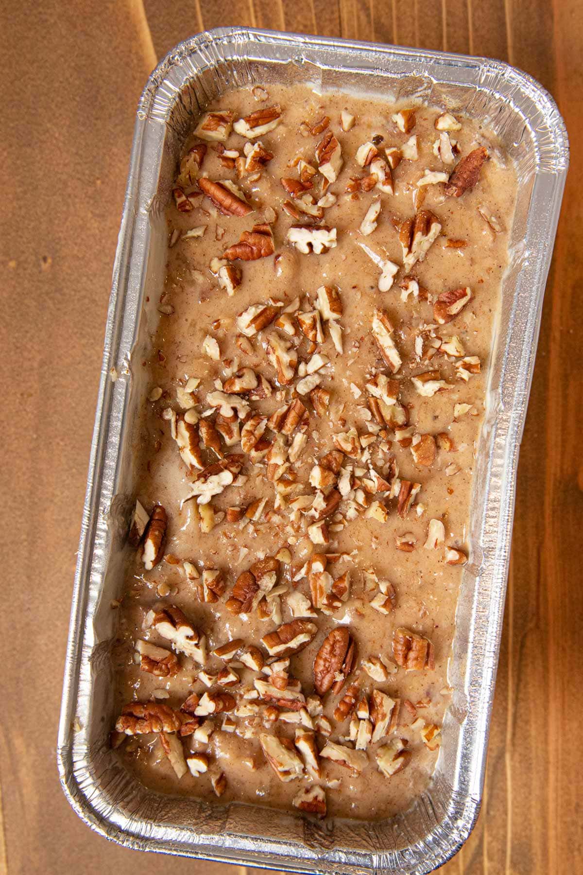 uncooked Honey Banana Bread in loaf pan