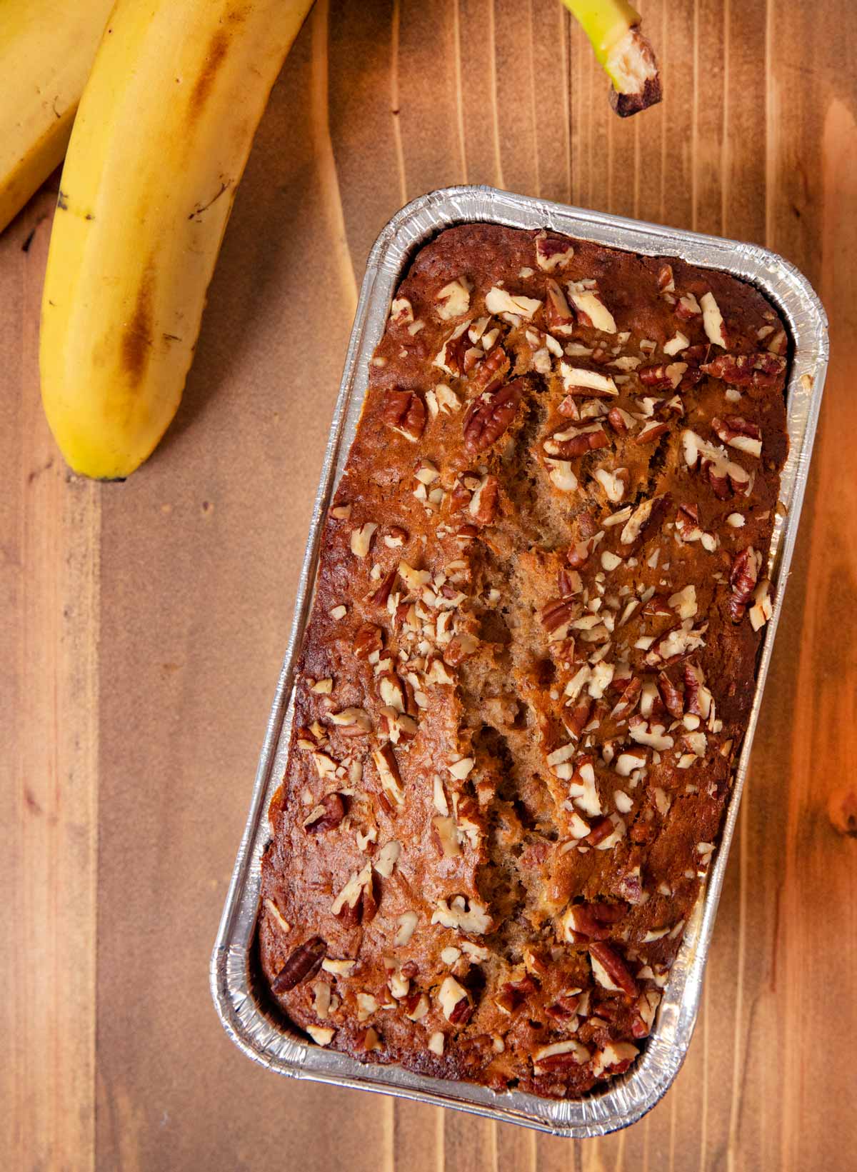 Baked Honey Banana Bread in loaf pan