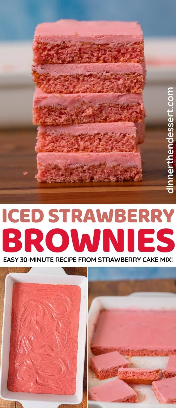 Iced Strawberry Brownies collage