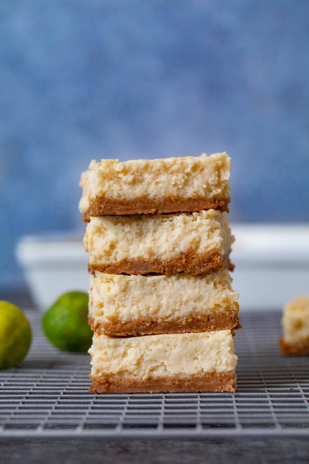 Key Lime Cheesecake Bars in stack