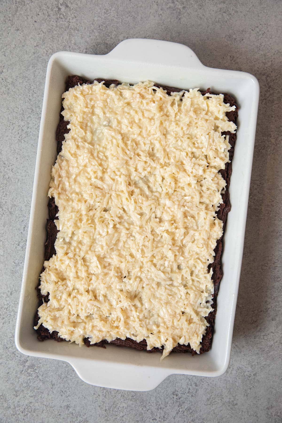 unbaked Coconut Macaroon Brownies