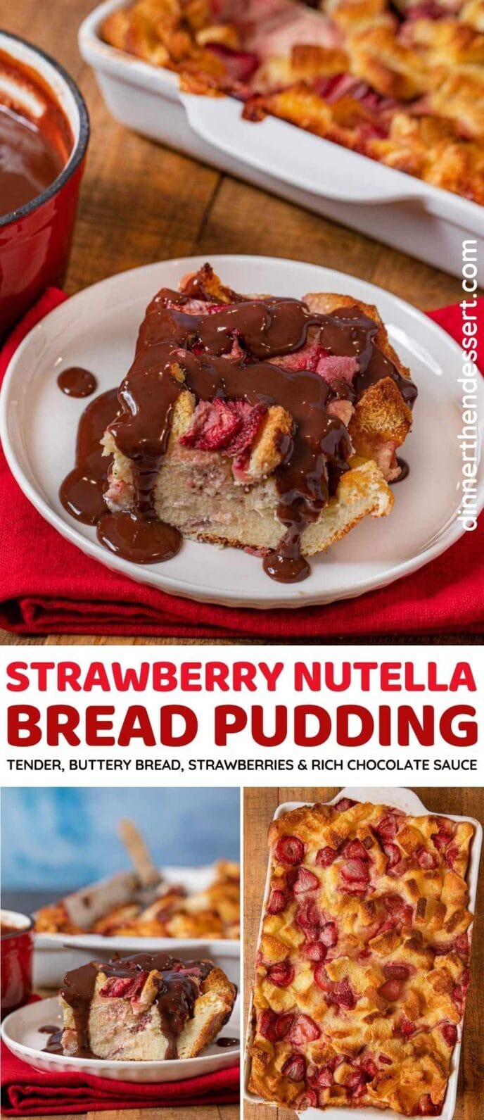 Strawberry Nutella Bread Pudding collage