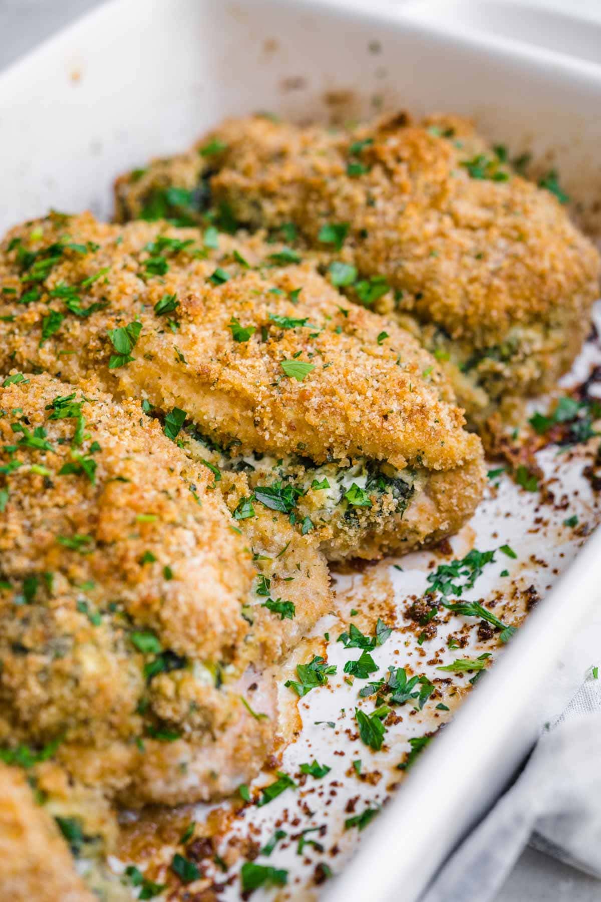 Stuffed Chicken Breast in baking dish