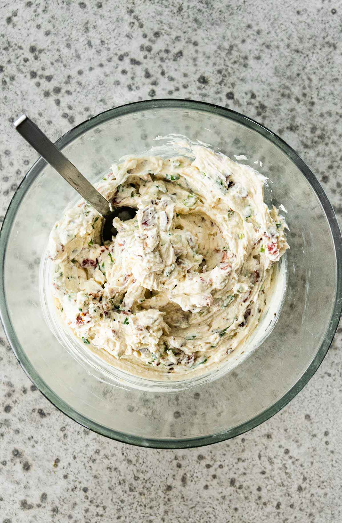 Bacon Cheese Wreath mixture in mixing bowl