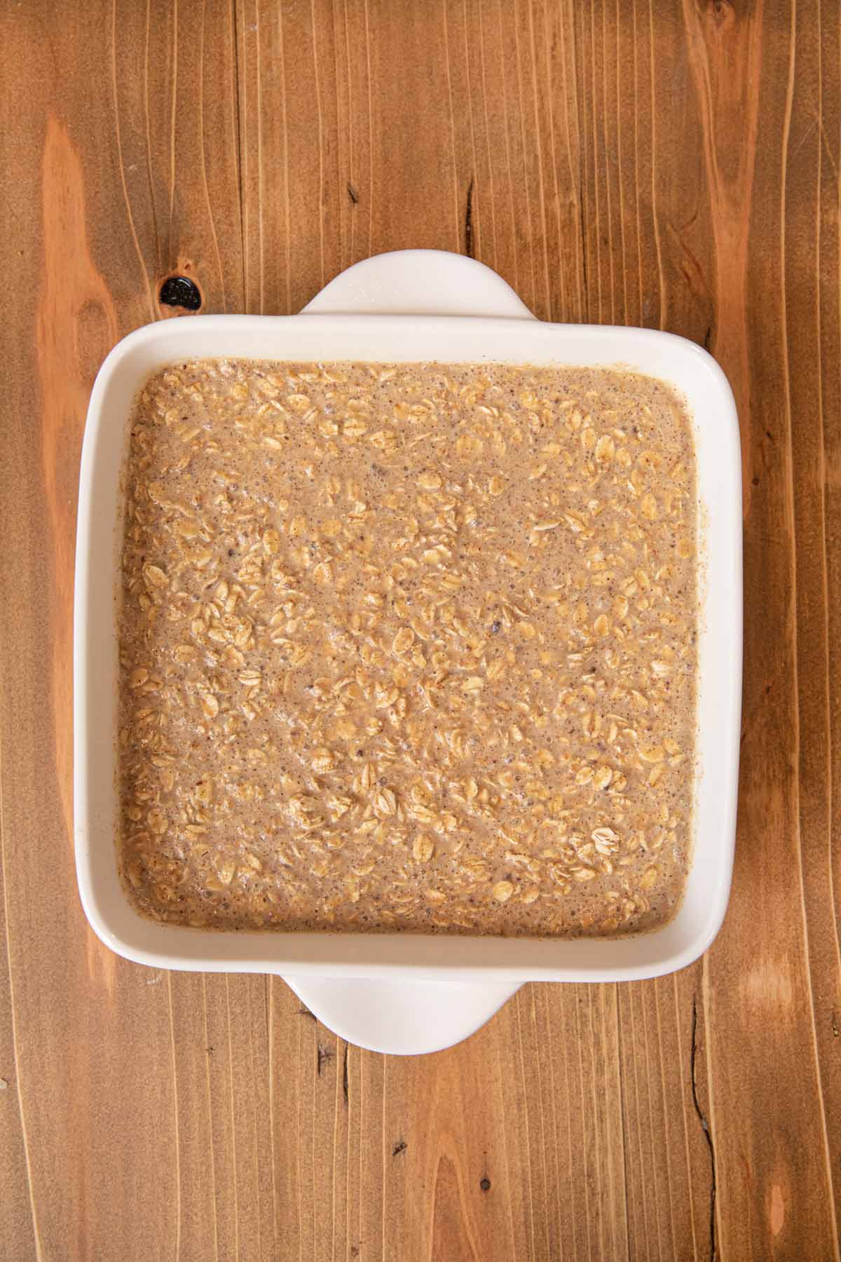 Baked Oatmeal in baking dish, uncooked