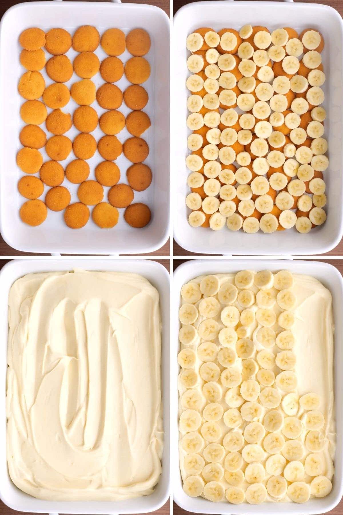 Banana Pudding Collage of assembly steps