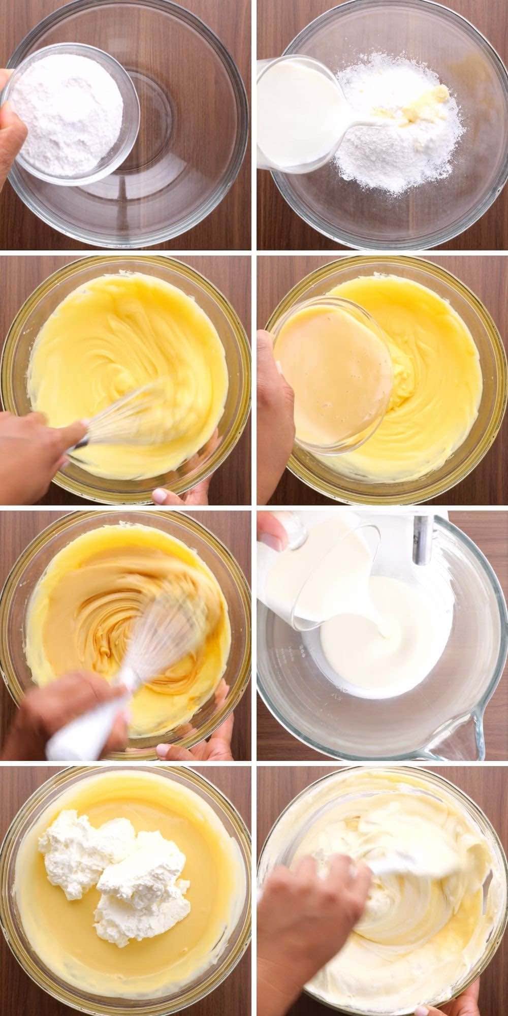 Collage of pudding preparation