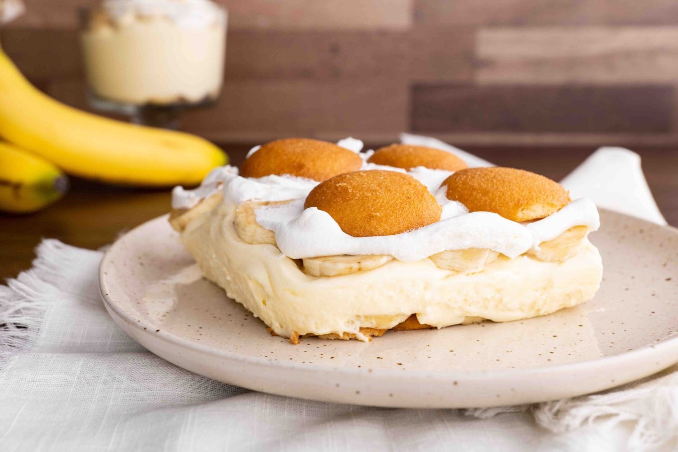 Banana Pudding slice on plate