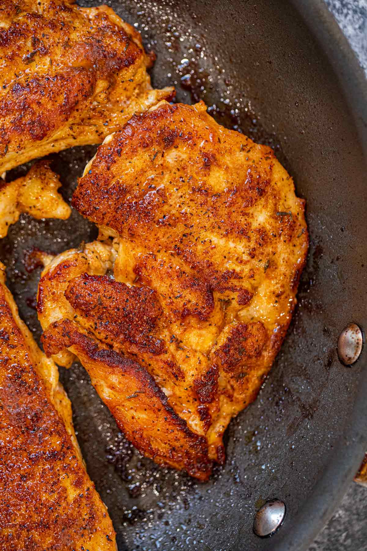 Blackened Chicken in frying pan