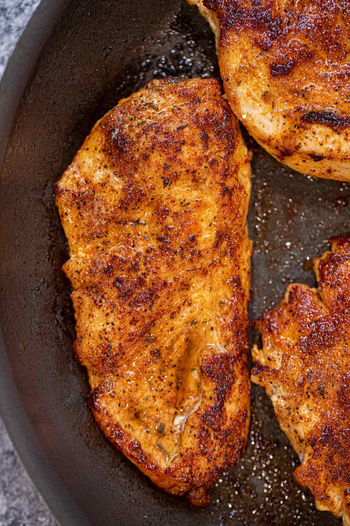 Blackened Chicken in frying pan