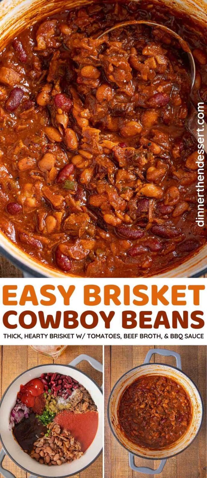 Brisket Cowboy Beans collage