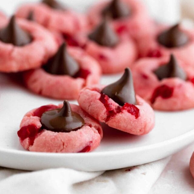 Cherry Kiss Cookies on serving plate