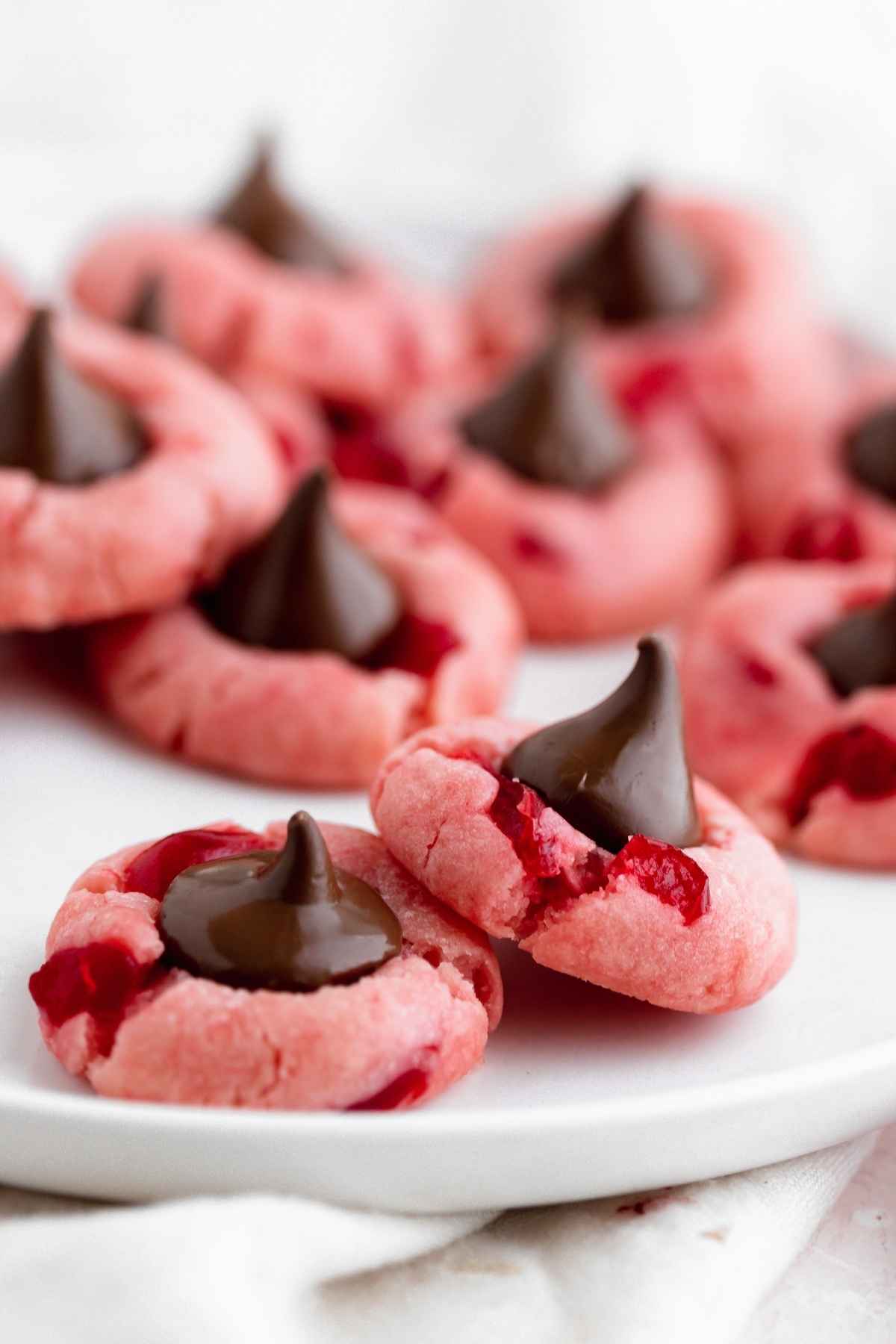 Cherry Kiss Cookies on serving plate