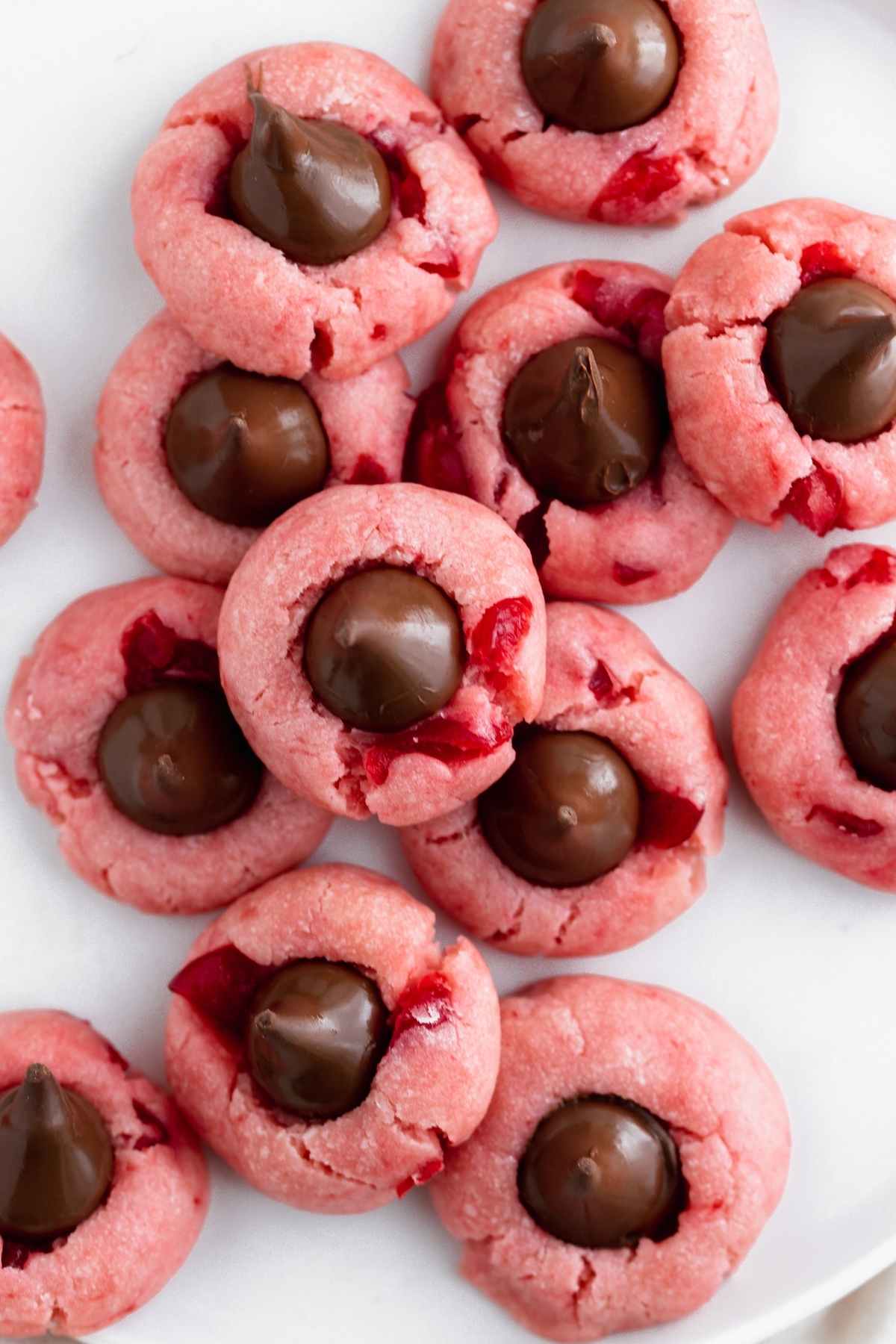 Cherry Kiss Cookies on serving plate