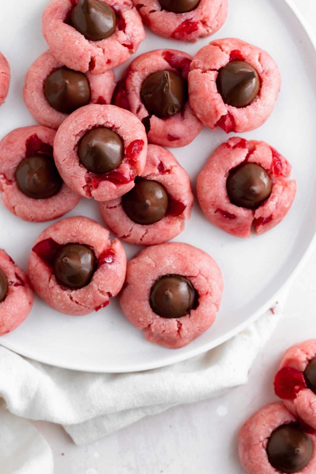 Cherry Kiss Cookies on serving plate