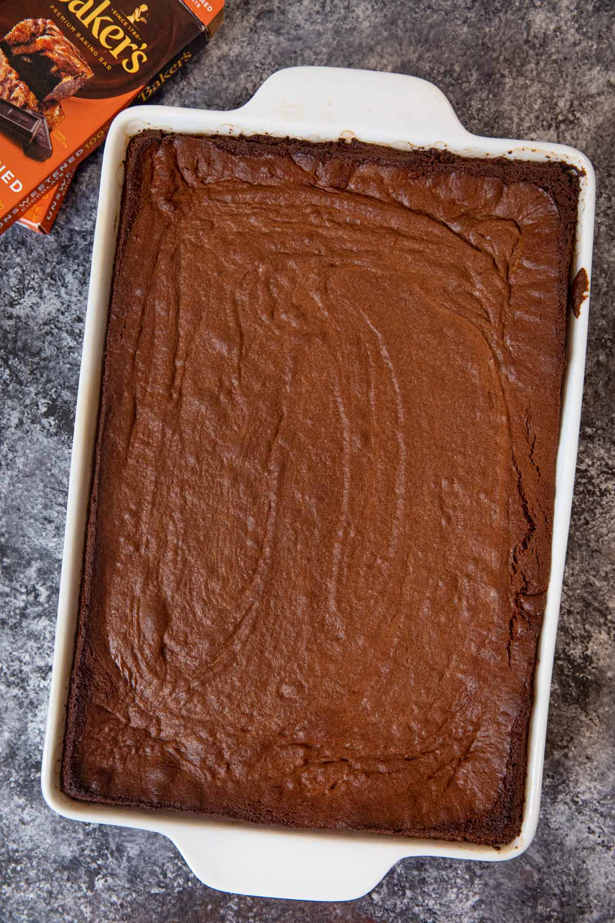 Chewy Brownies in baking dish