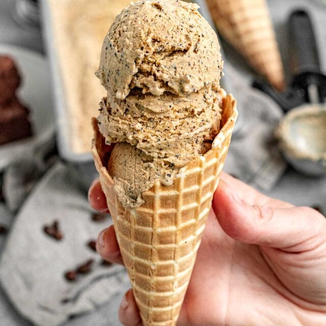 Coffee Ice Cream scoops in cone