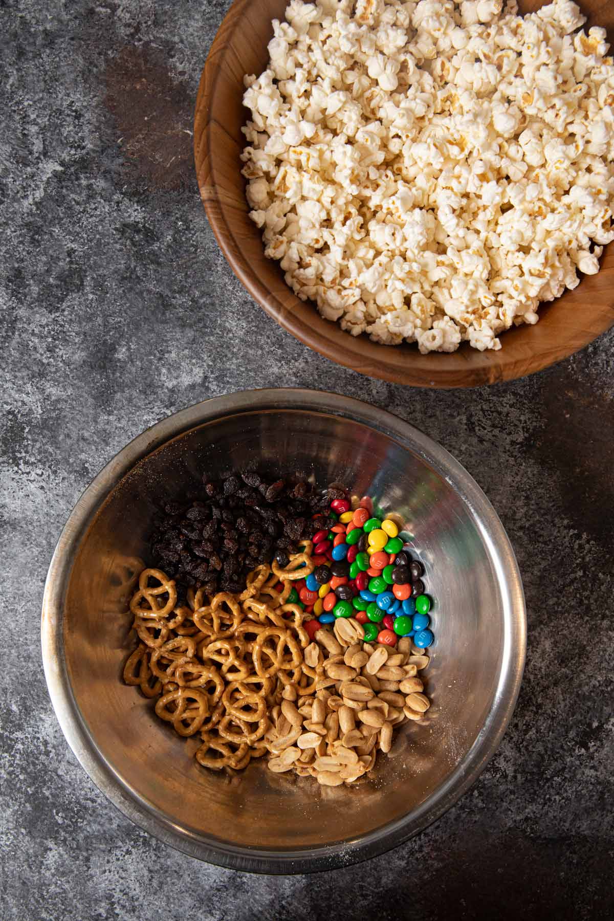 Concession Stand Popcorn Mix ingredients in bowls