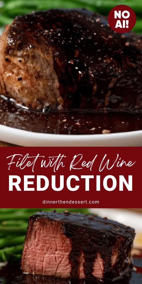 Pin pic for filet with red wine with banner in the middle