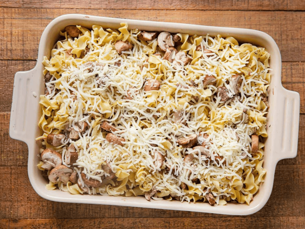 dish with cheese on top before baking 