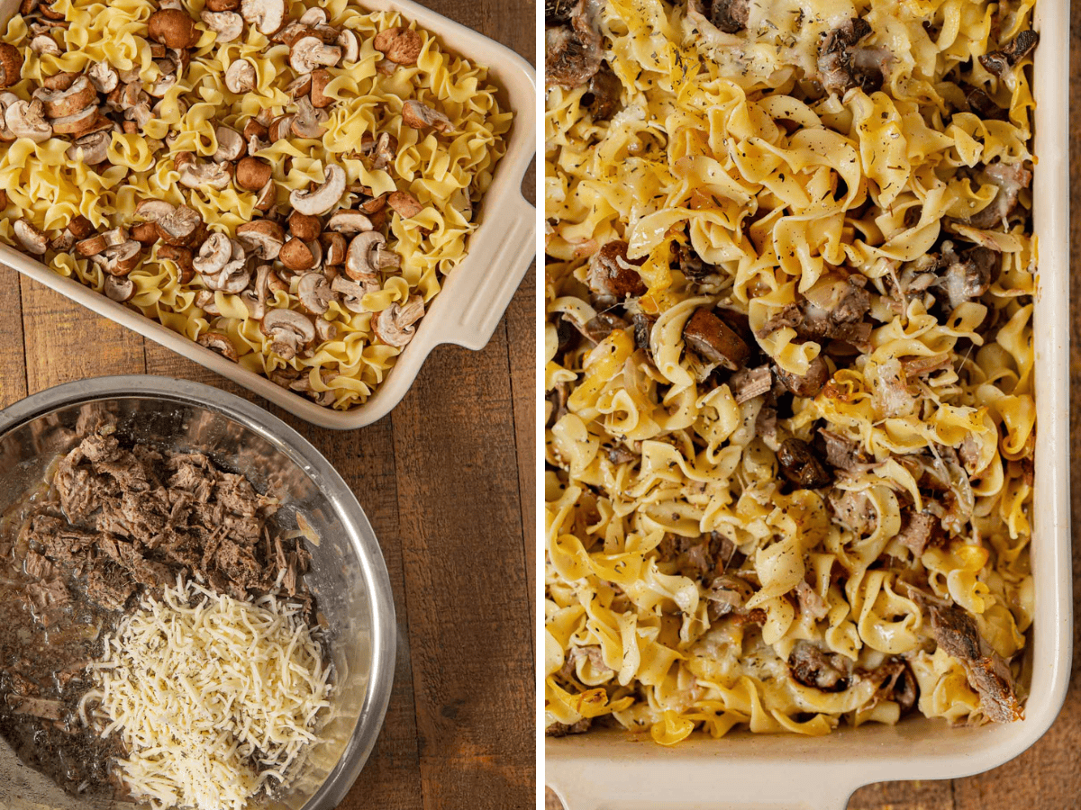 collage of ingredients and close up of dish 