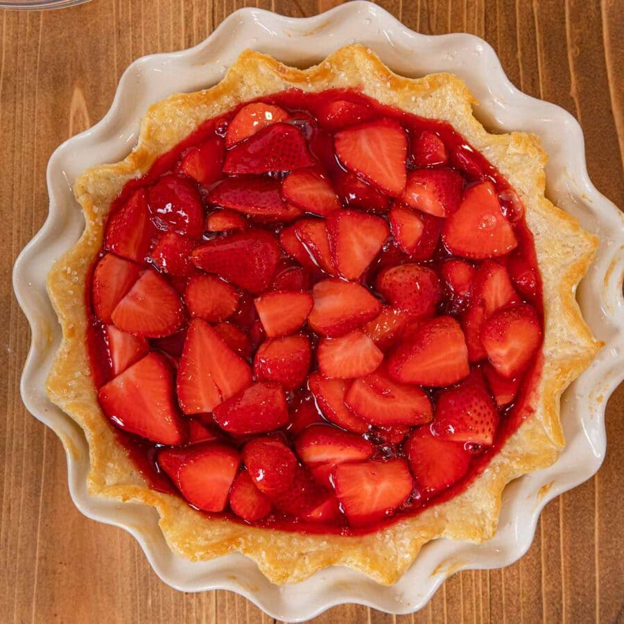 Fresh Strawberry Pie in pie plate