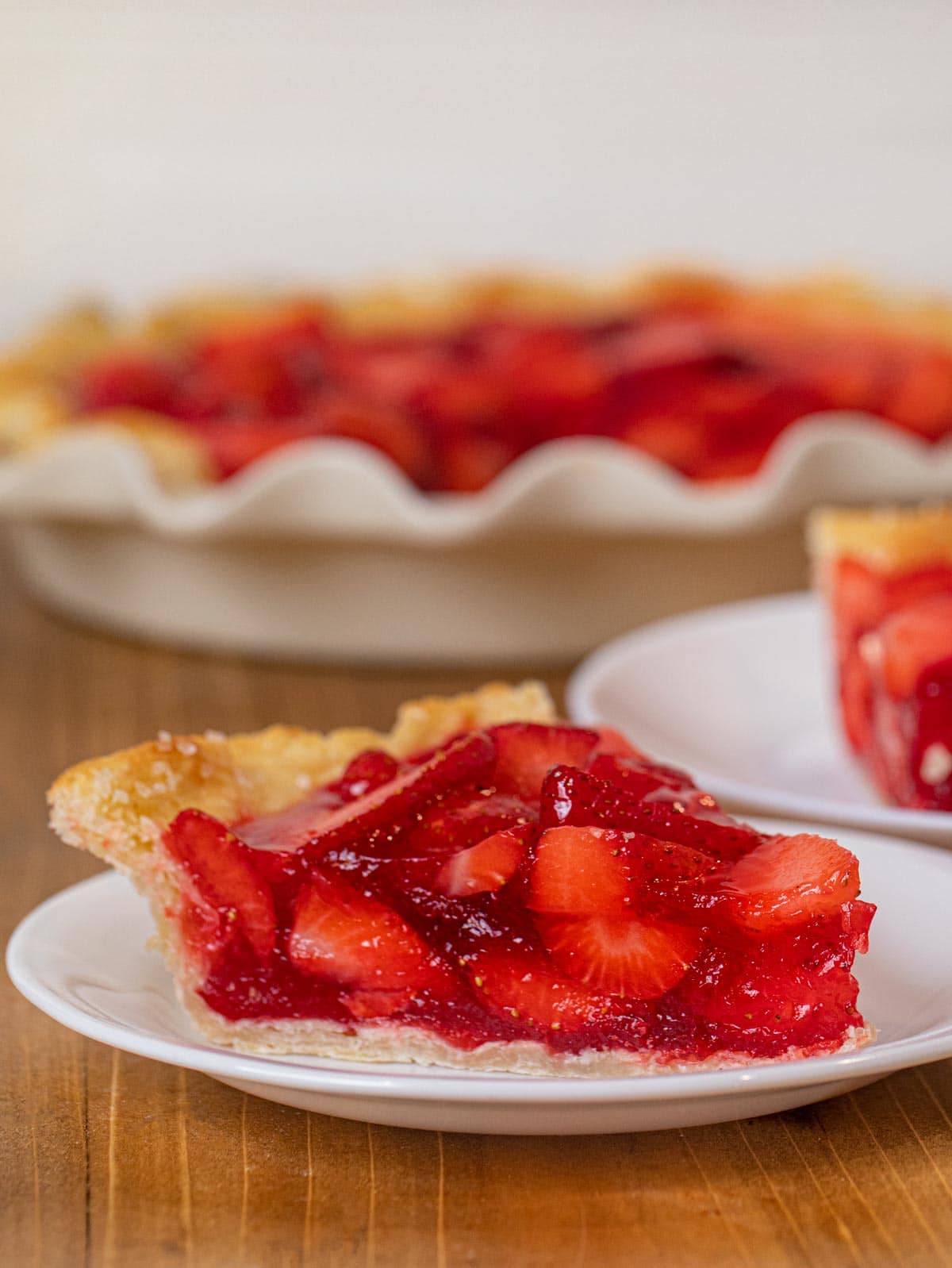 Fresh Strawberry Pie slice on plate