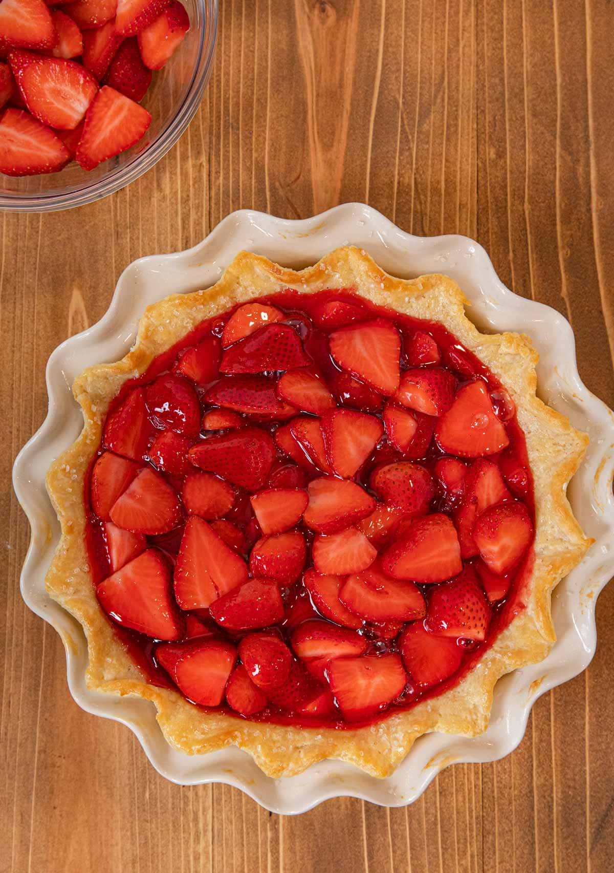 Fresh Strawberry Pie in pie plate
