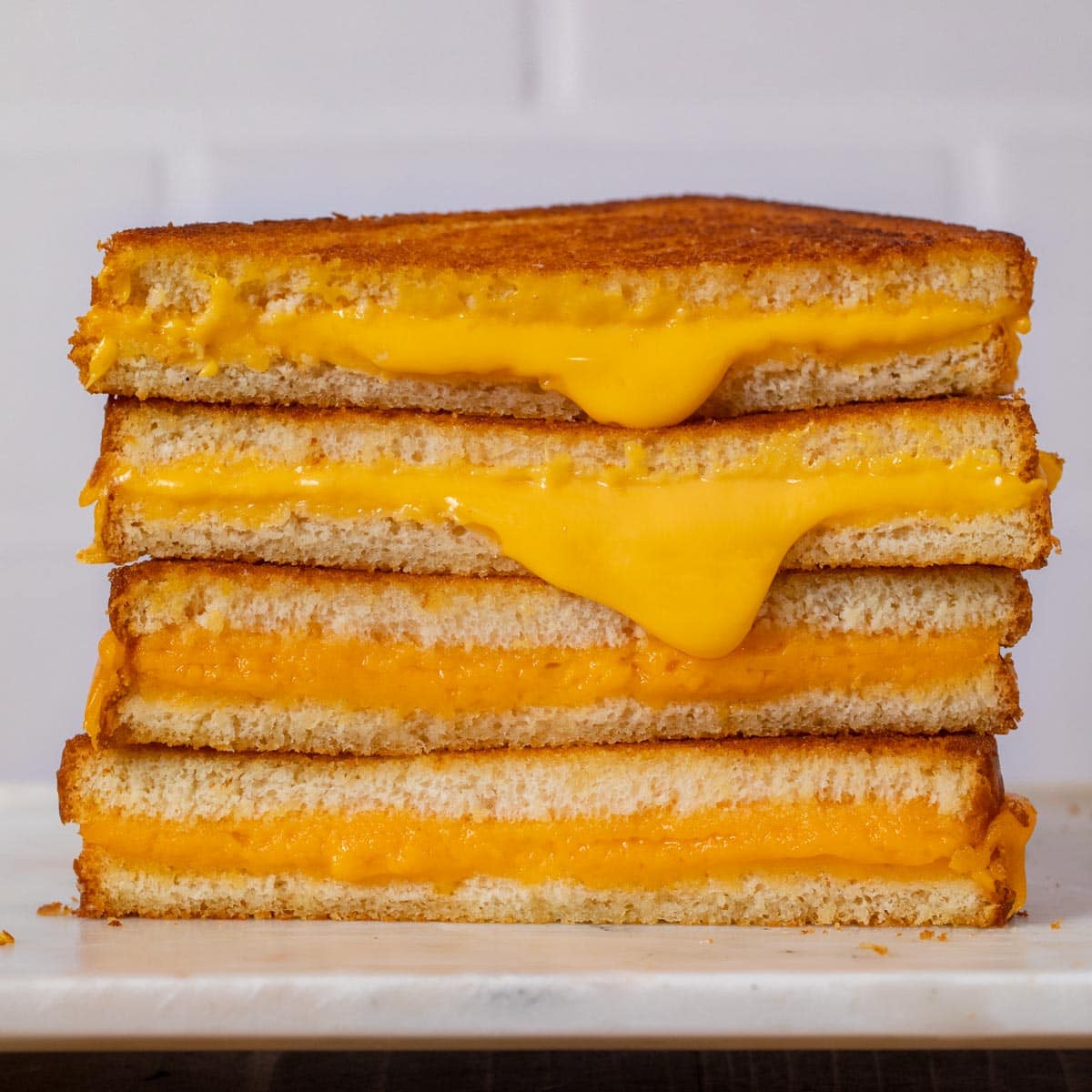 Grilled Cheese Sandwich halves in stack