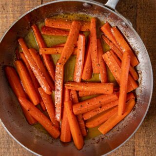 Honey Glazed Carrots in skillet