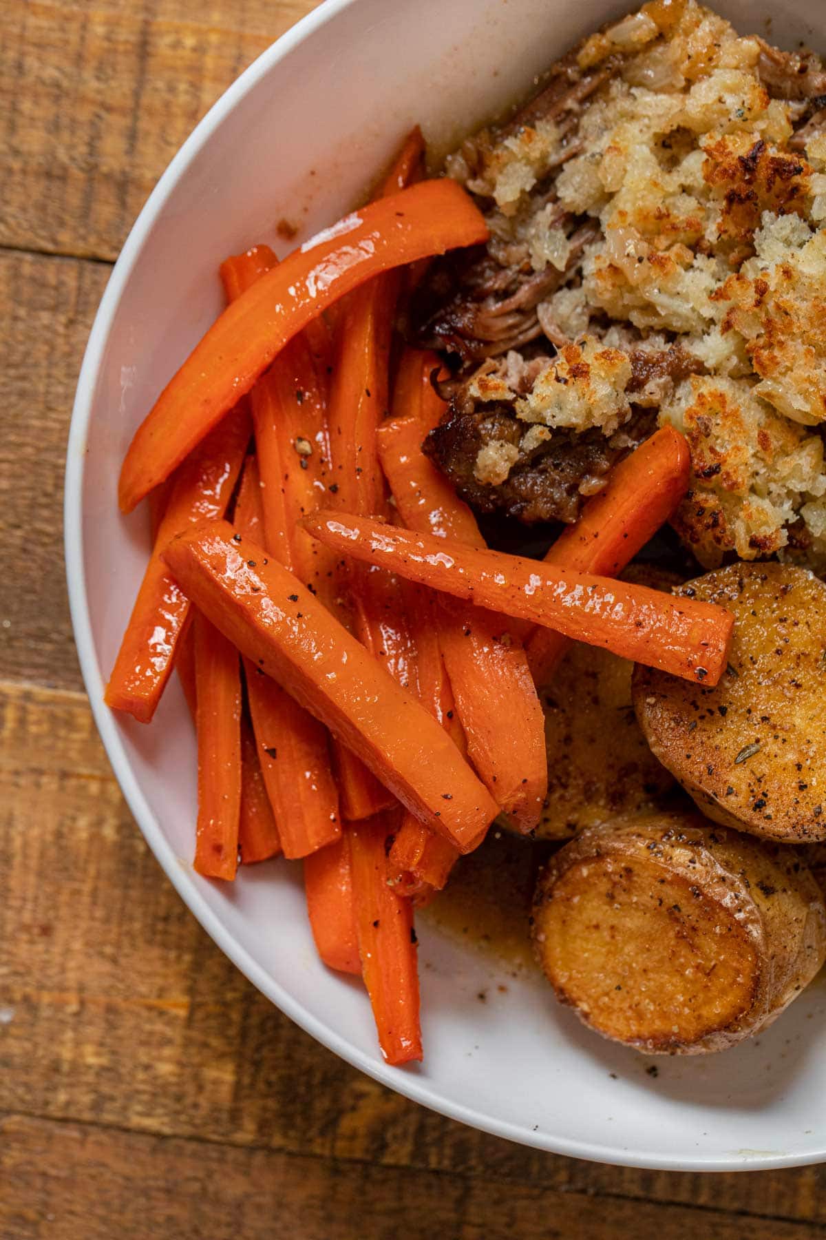 Honey Glazed Carrots on dinner plate