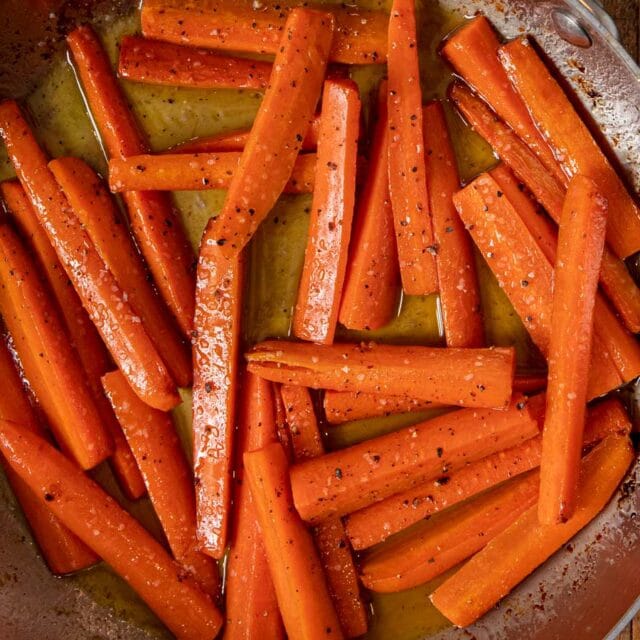 Honey Glazed Carrots in skillet
