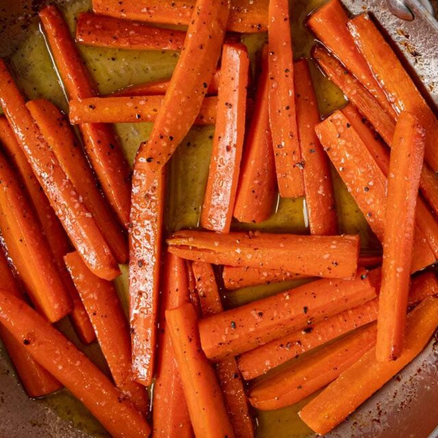 Honey Glazed Carrots in skillet