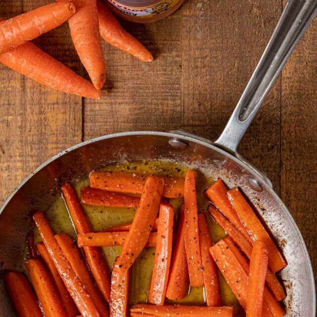 Honey Glazed Carrots in skillet
