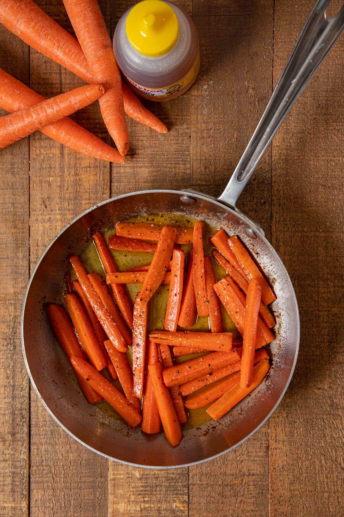 Honey Glazed Carrots in skillet