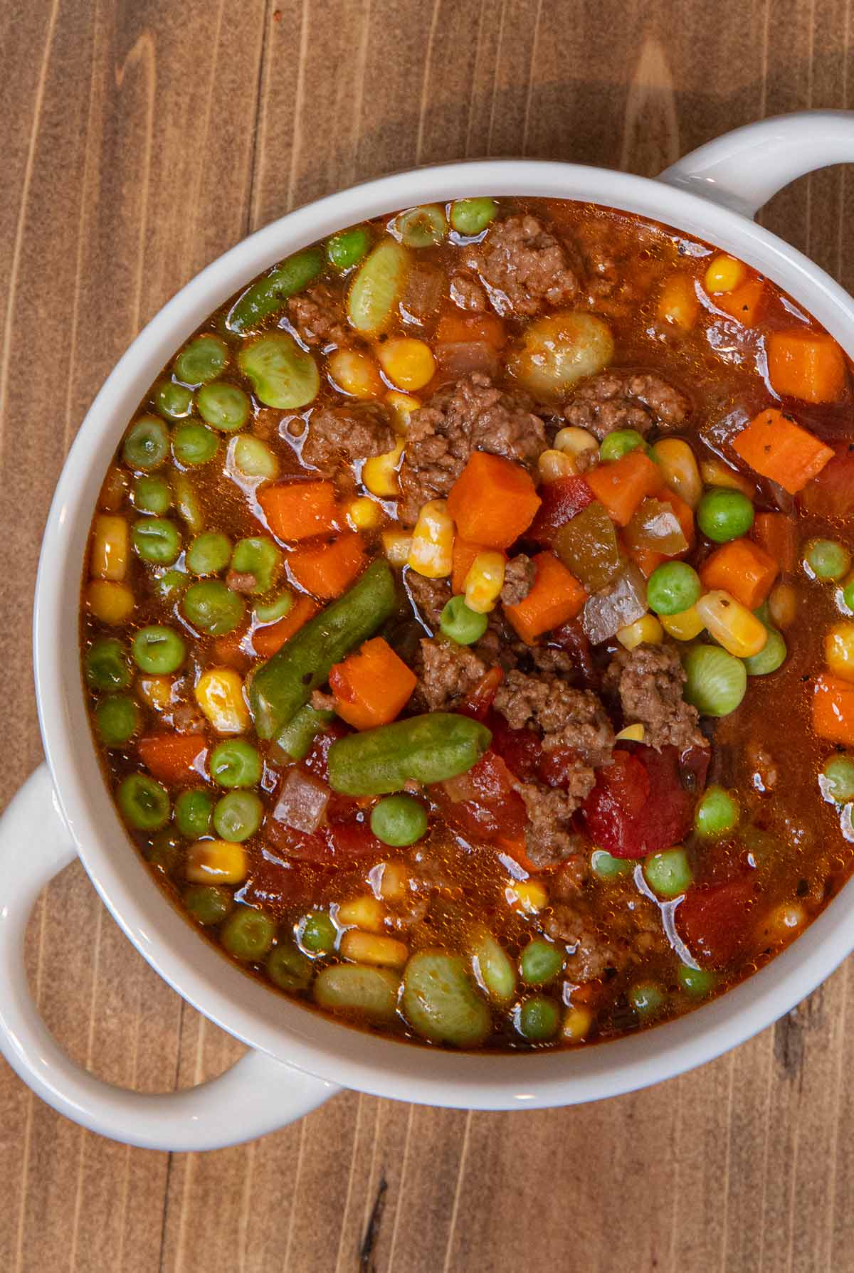 Instant Pot Hamburger Soup serving in bowl