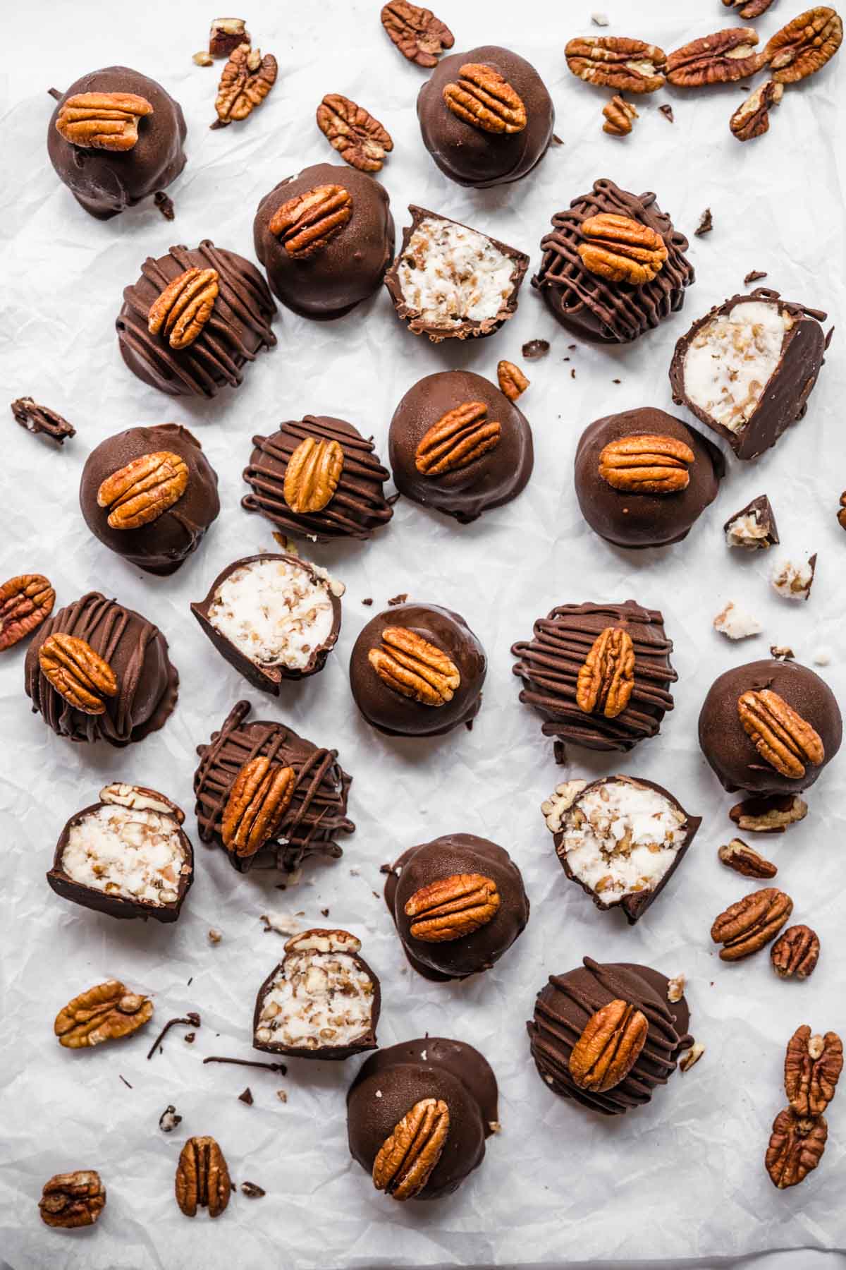 Kentucky Bourbon Balls on parchment