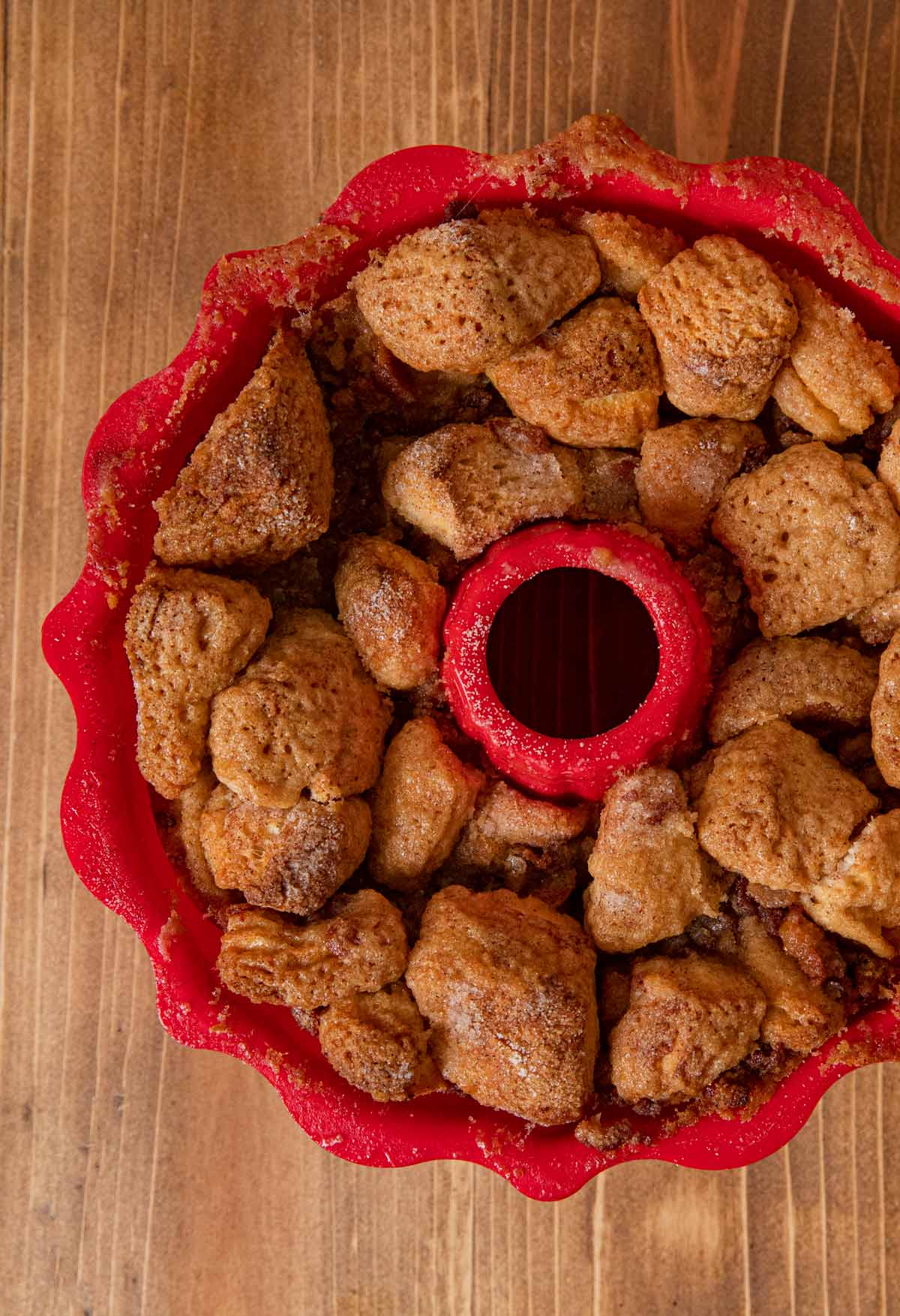 Maple Bacon Monkey Bread in silicon bundt pan