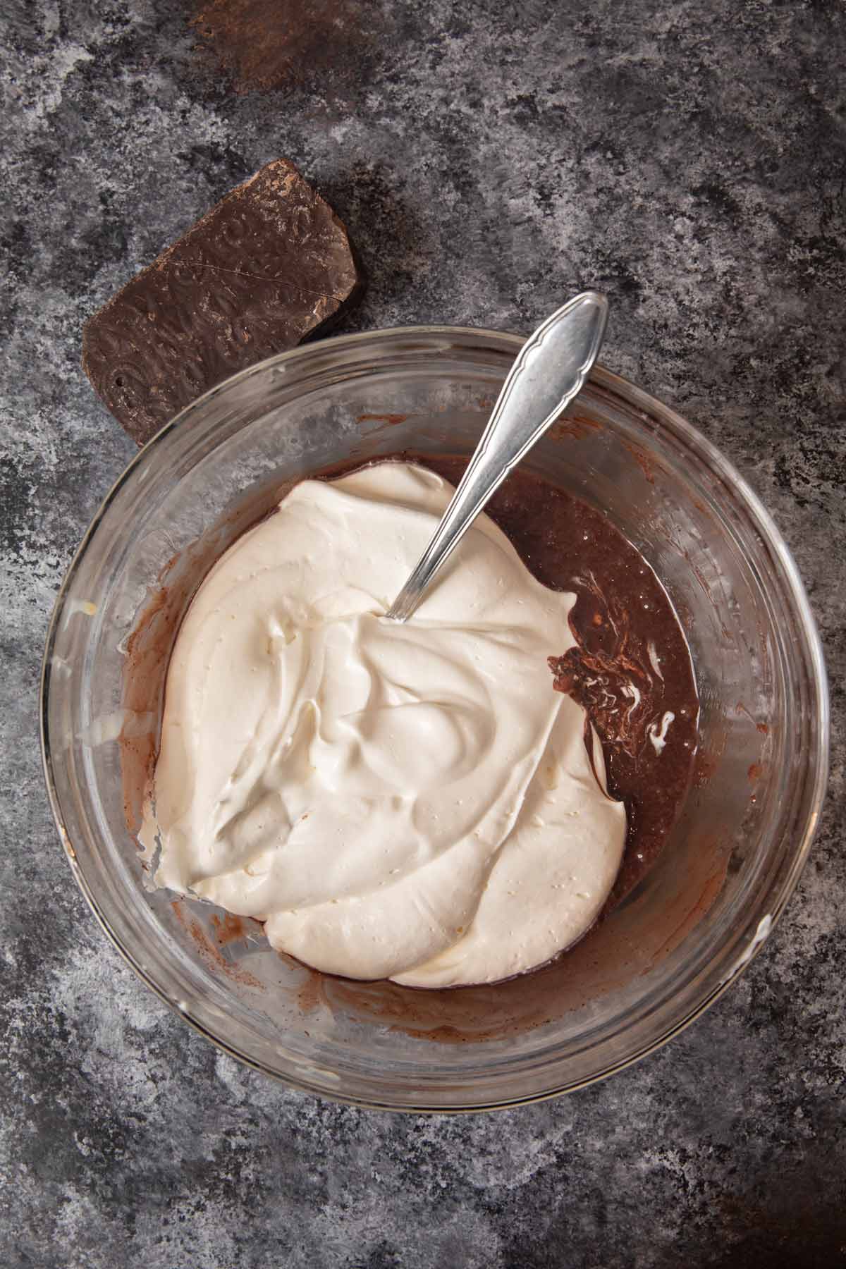 No-Churn Chocolate Ice Cream ingredients in glass bowl