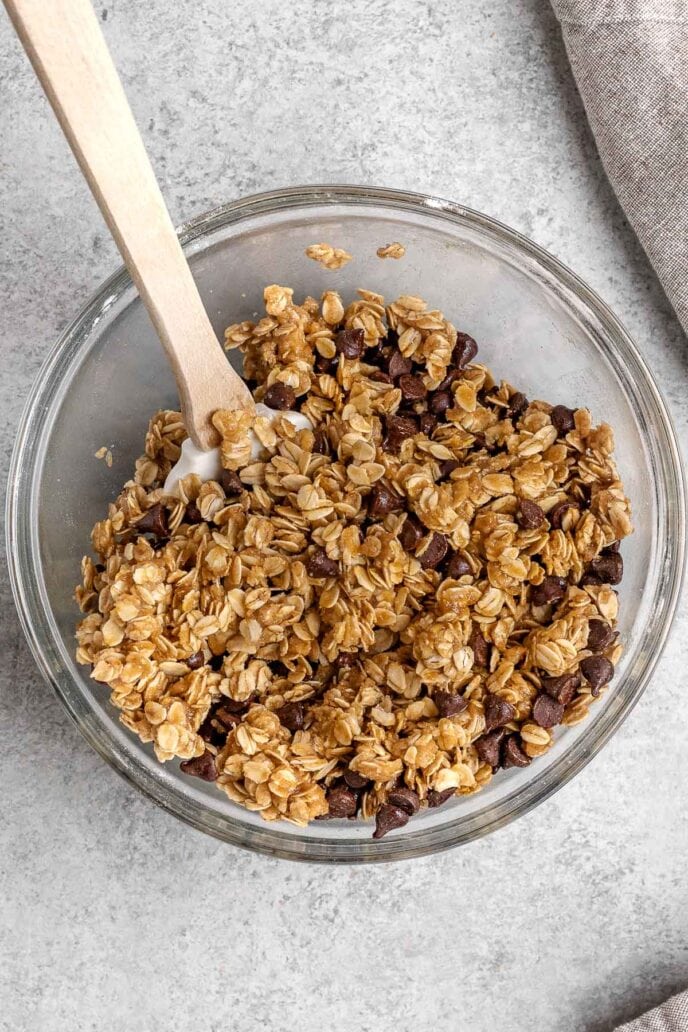 Oatmeal Chip Brownies topping in a bowl