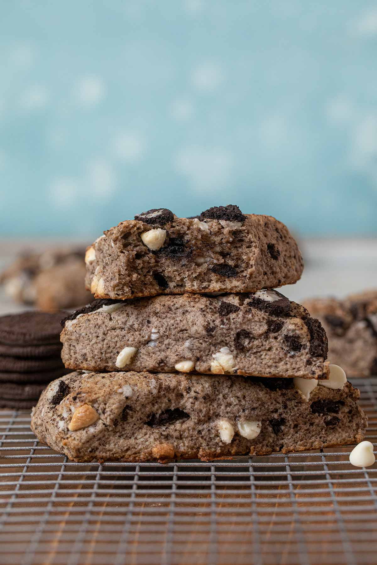 Oreo Scones in stack