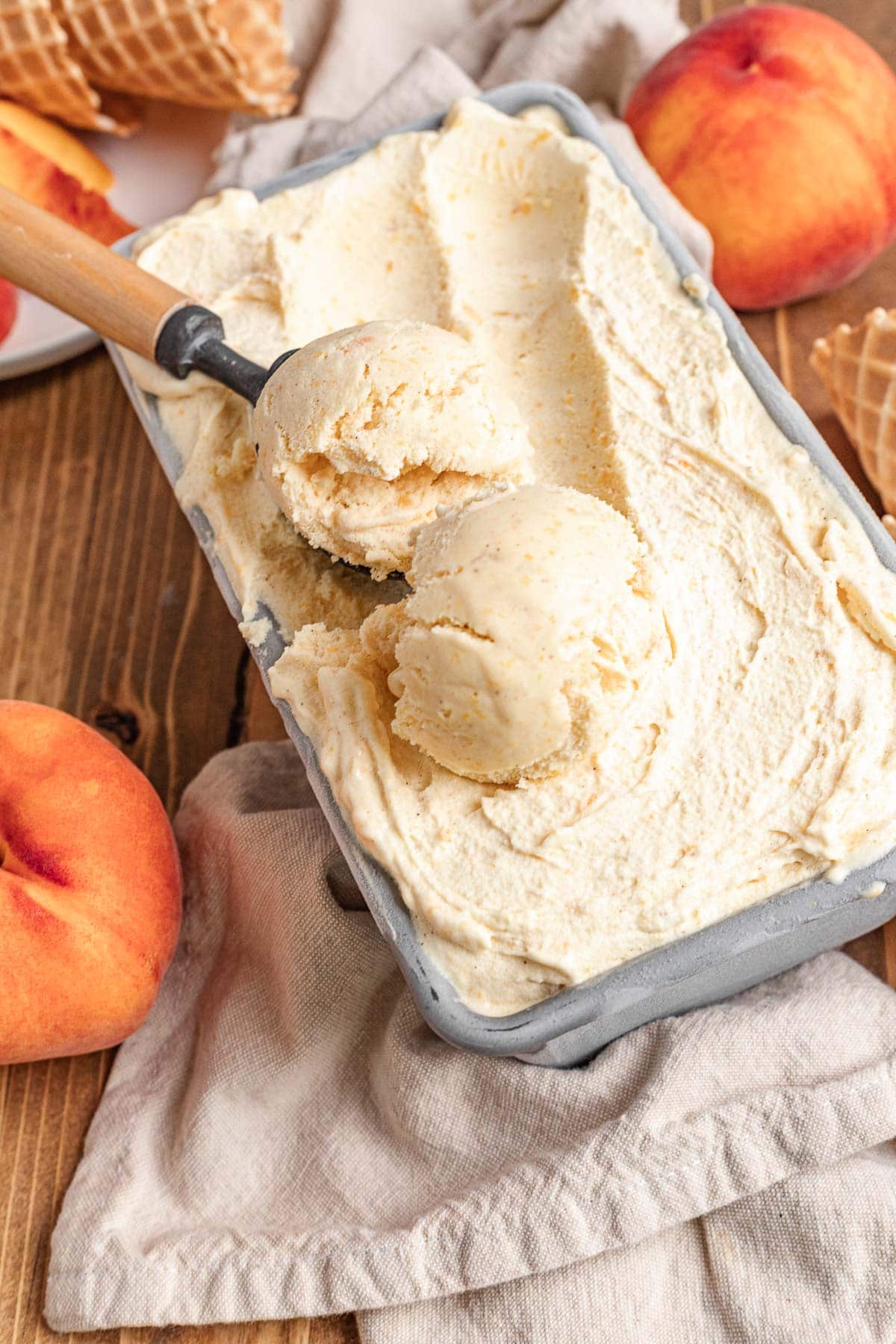 Peach Ice Cream in serving pan