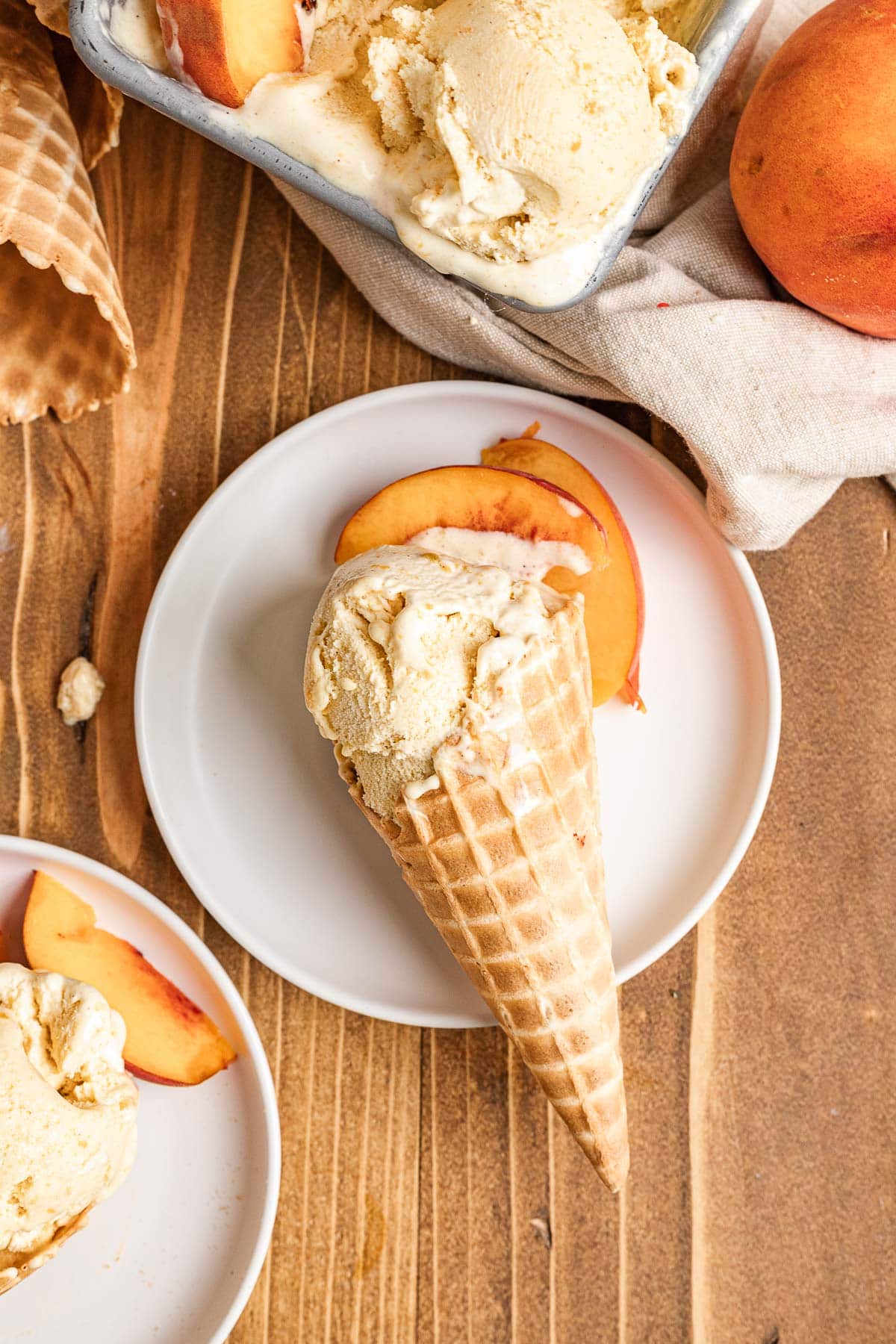 Peach Ice Cream in cone