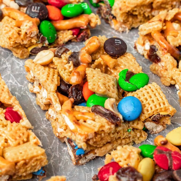 Peanut Butter Trail Mix Bars Recipe - Dinner, then Dessert