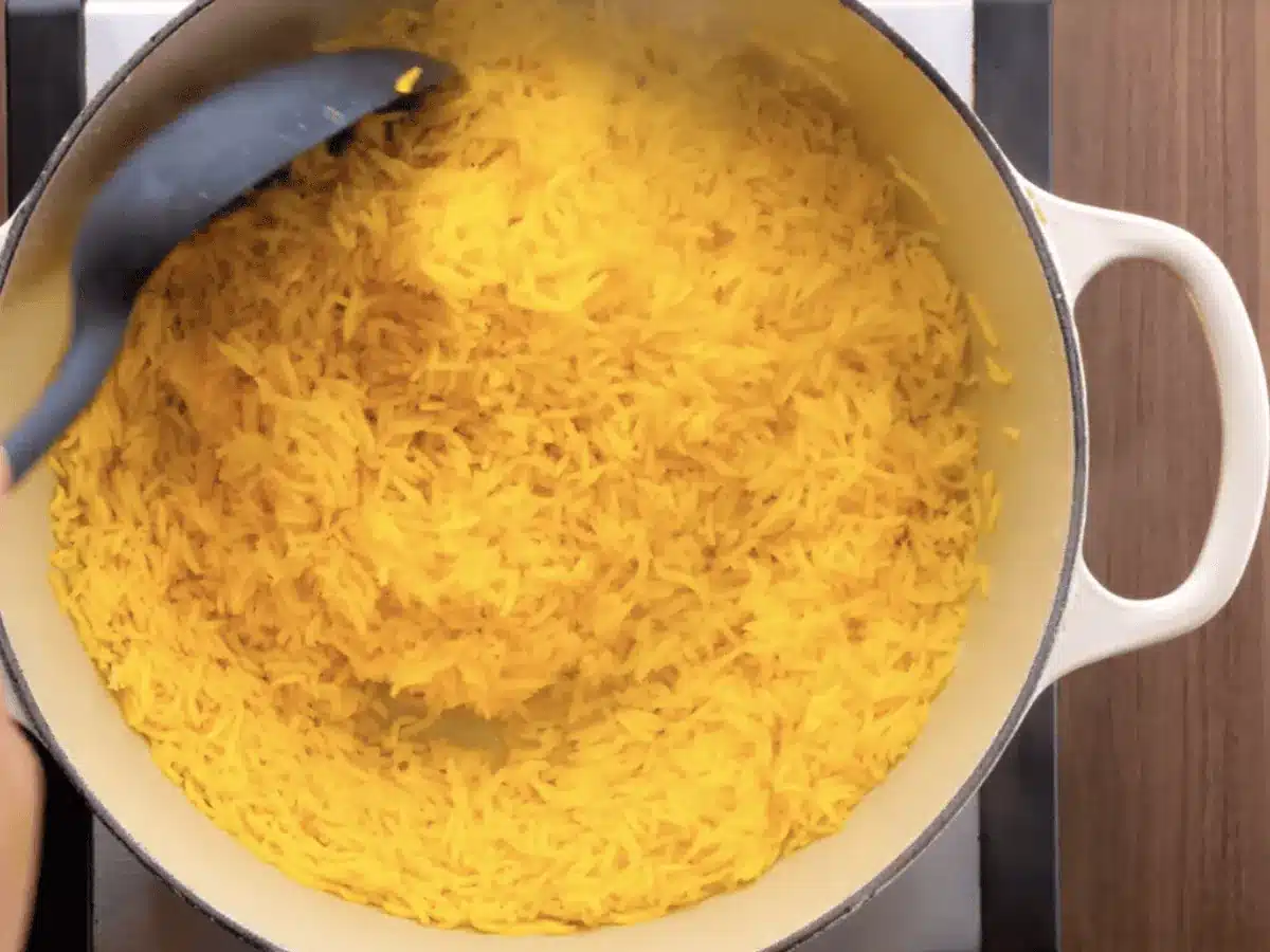 pot of yellow rice