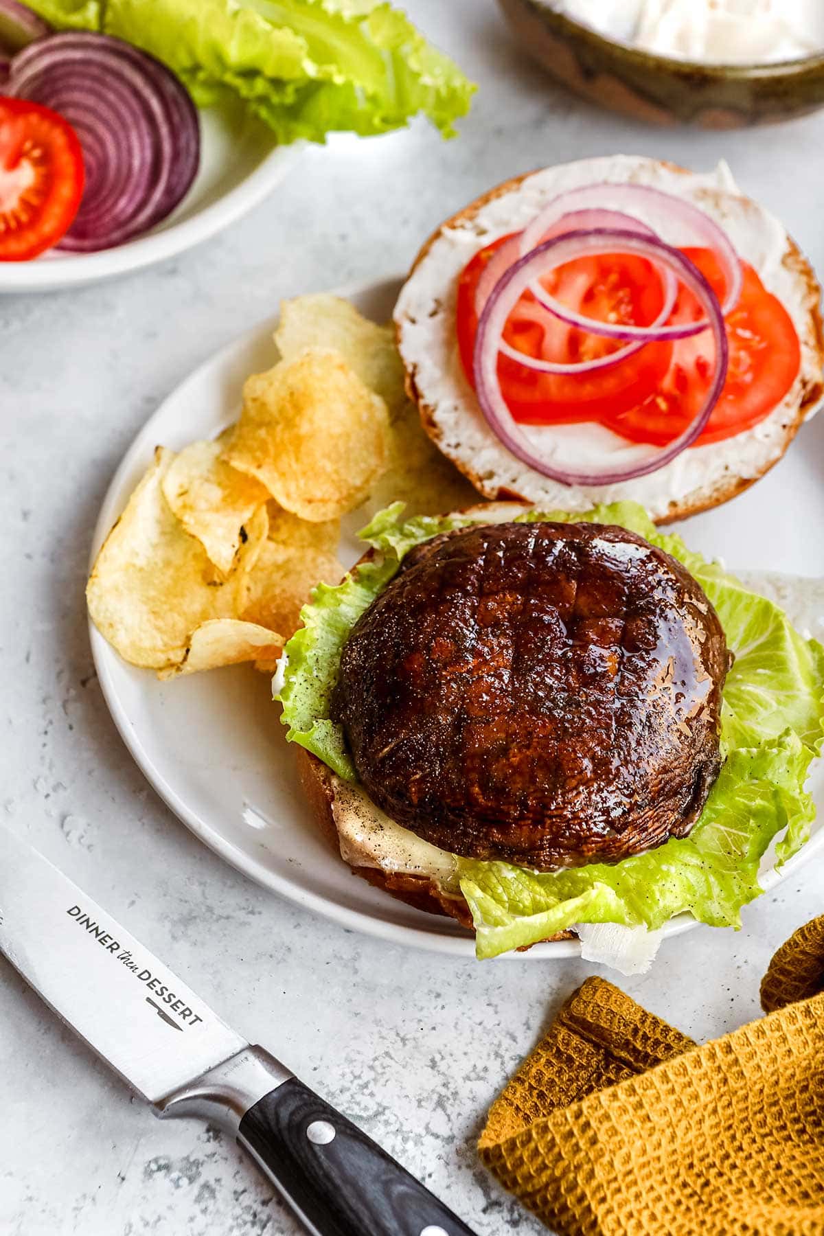 Portobello Mushroom Burgers on serving plate