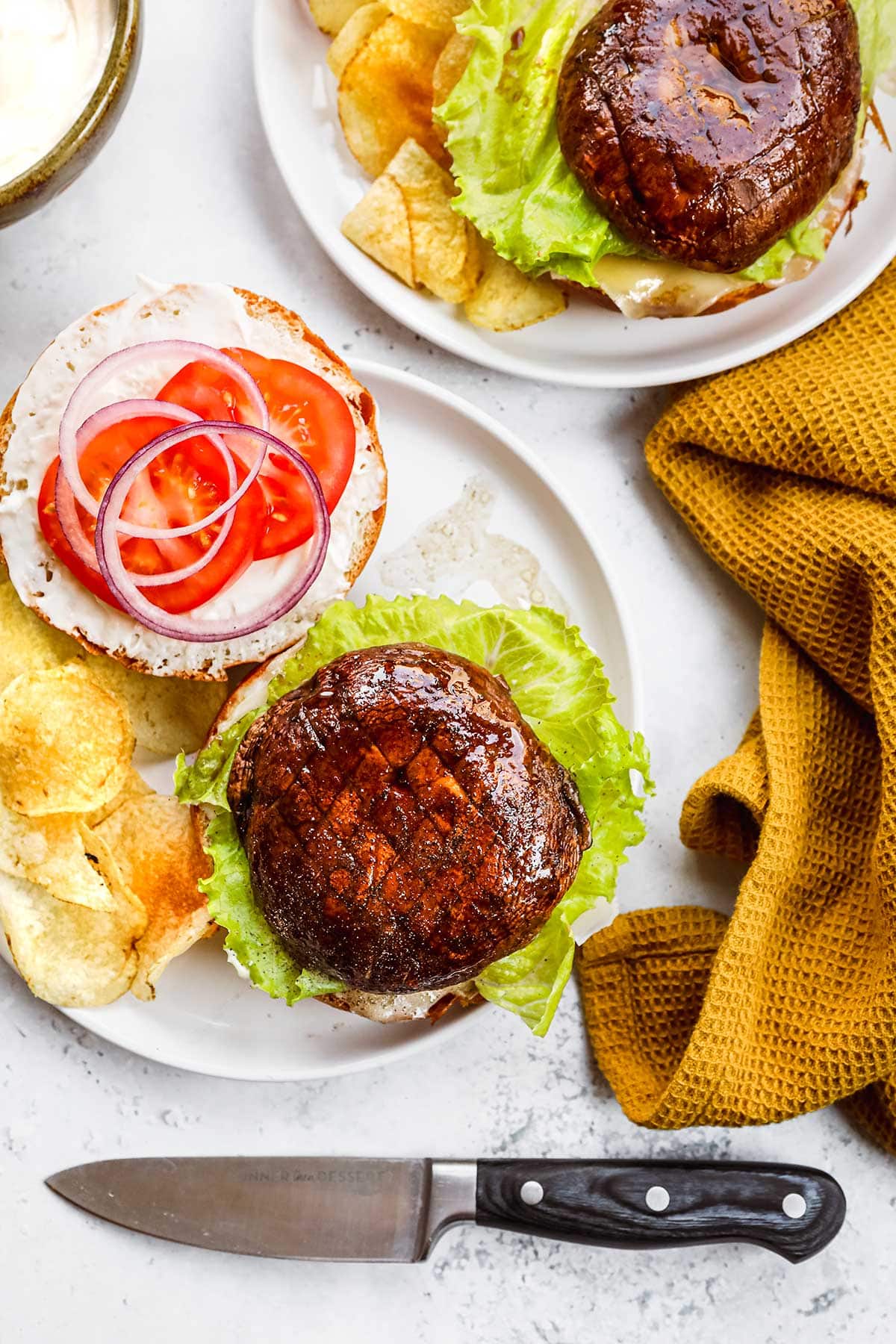 Portobello Mushroom Burgers on serving plate