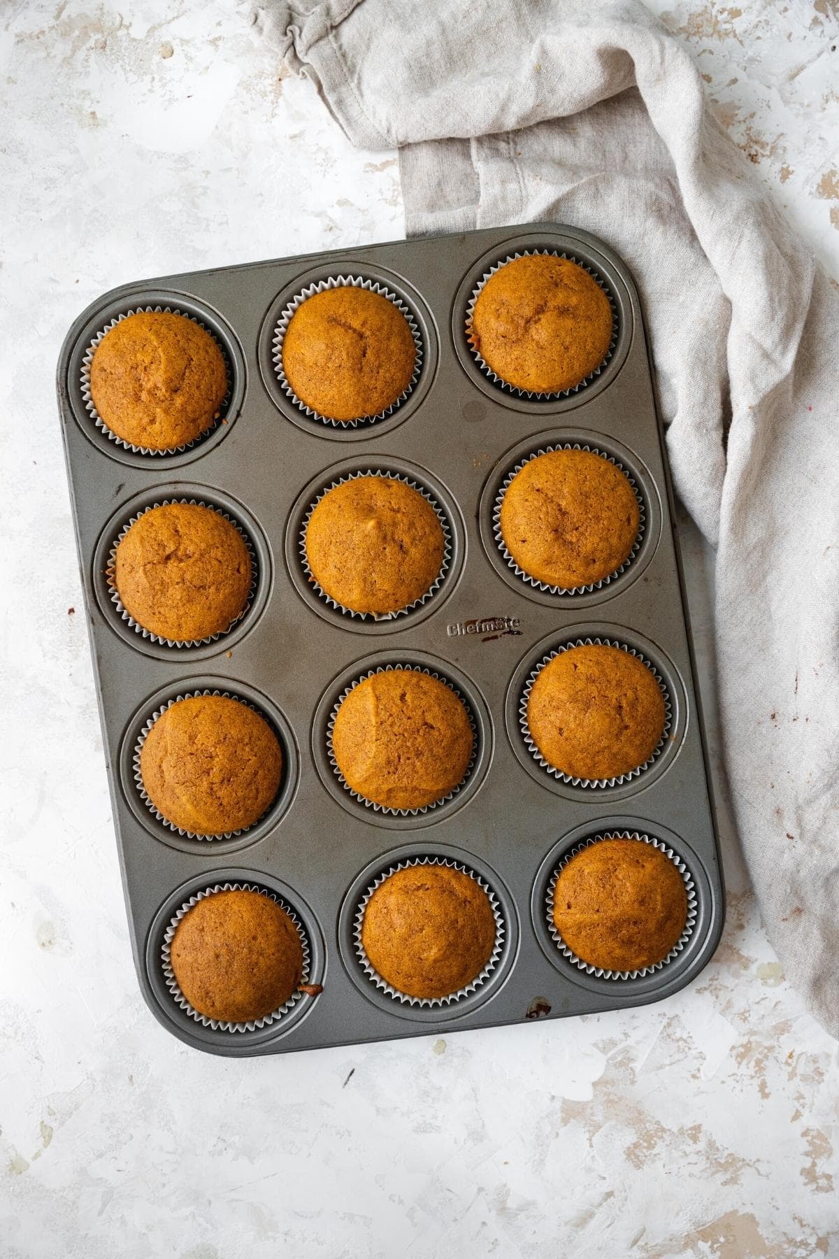 Pumpkin Cupcakes baked unfrosted in baking pan
