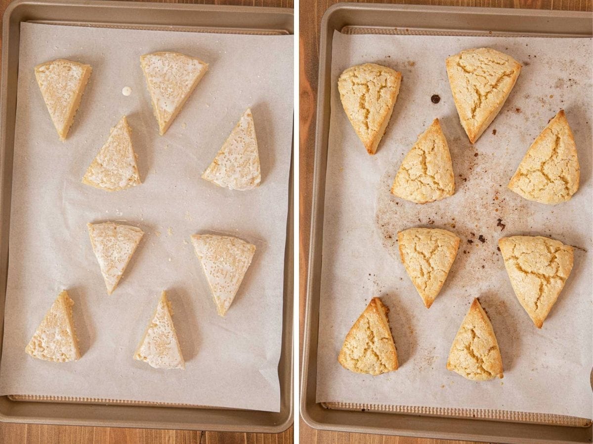 Classic Scones on baking sheet before and after cooking